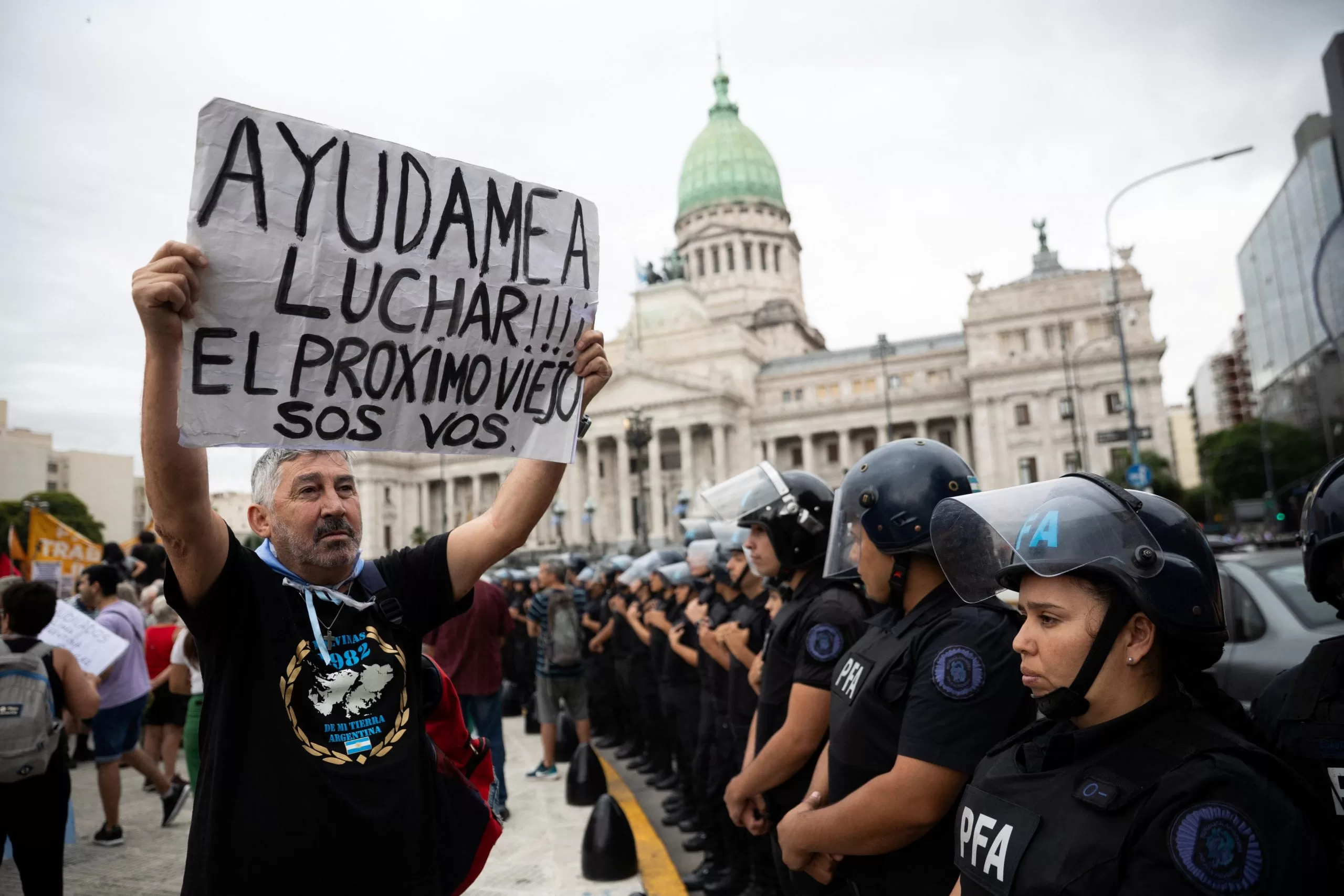 Protest against Argentina's President Javier Milei adjustment policies, in Buenos Aires